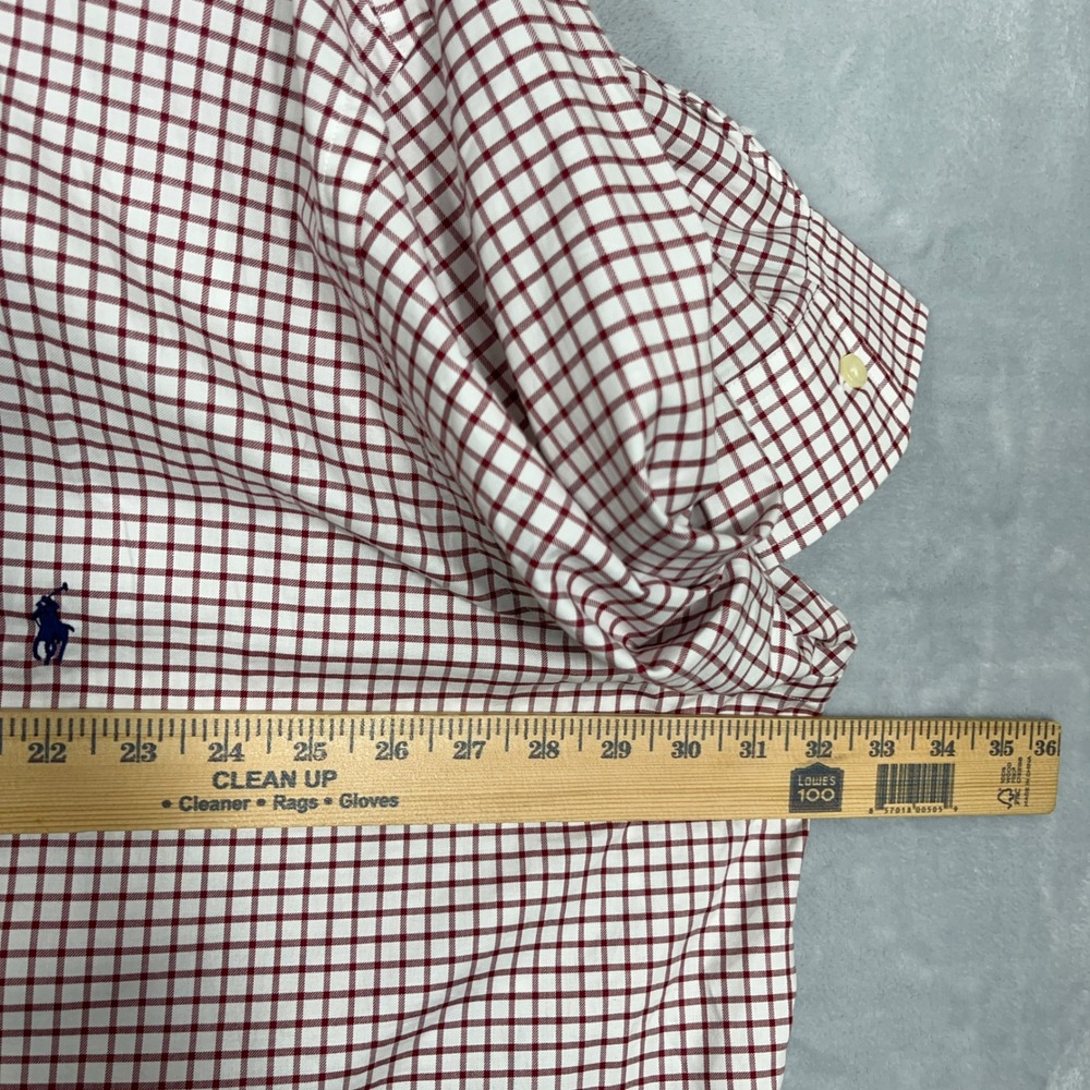 Ralph Lauren Mens Shirt 3XB Red Check Big & Tall Cotton Long Sleeve Pony Logo - Picture 4 of 10